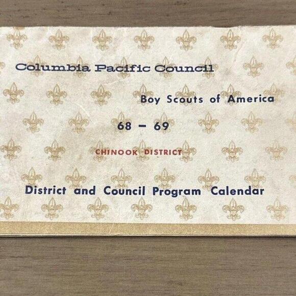 Vtg Boy Scouts BSA Calendar Columbia Pacific Council 68-69 Chinook District - Picture 1 of 5